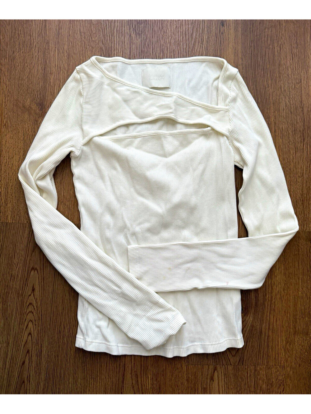 Citizens of Humanity Ivory Ribbed Long Sleeve Cutout Top Women’s